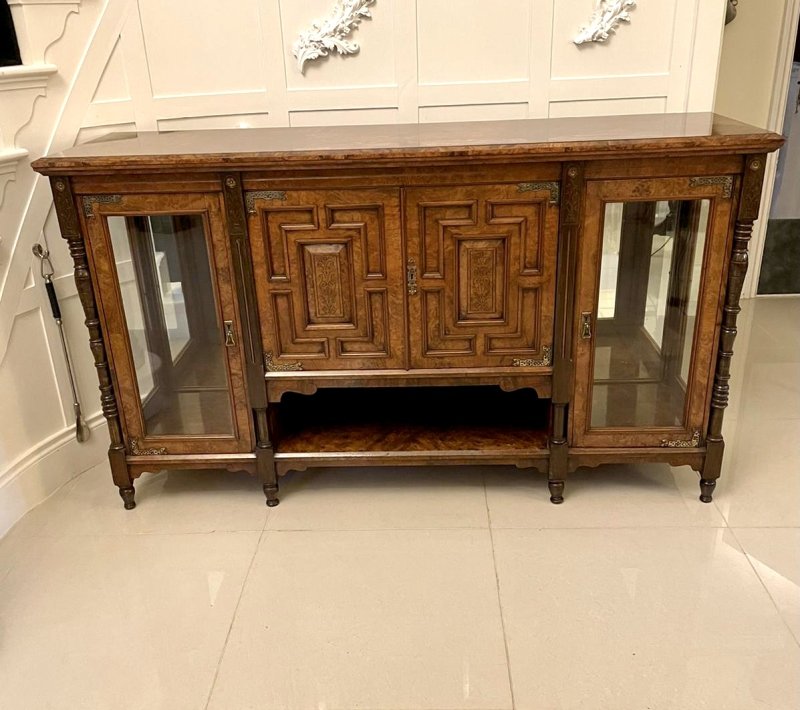Outstanding Quality Antique Victorian Burr Walnut Credenza/Sideboard